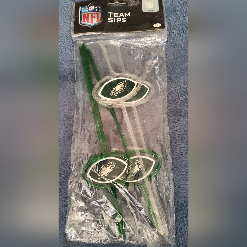 NEW! NFL Eagles Straws (6pk)